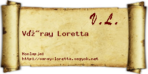 Váray Loretta névjegykártya